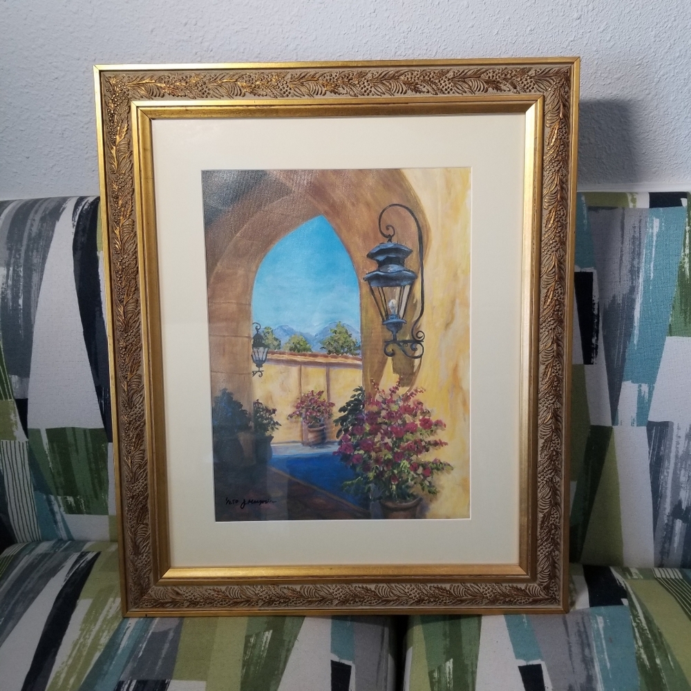 Cabo Lanterns By Joanne Margosian Signed And Numbered Vtg Canvas Art In Ornate F